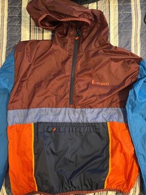 cotopaxi Ripstop Colorblock Hooded Pullover - Burgundy, Blue, Orange, Navy